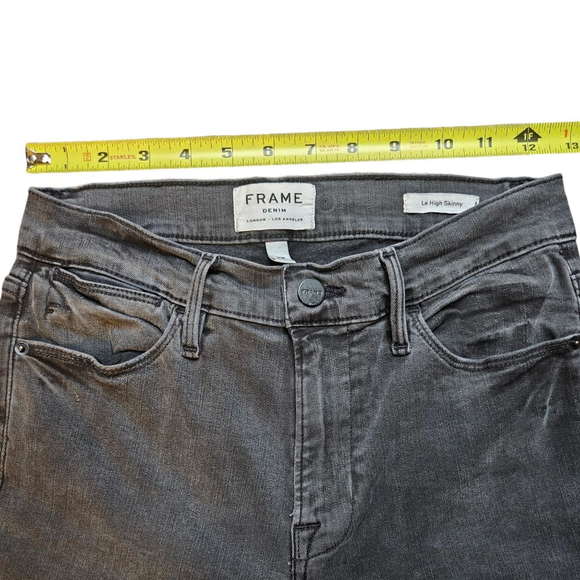 FRAME Denim 28 Gray Quinby Le High Skinny Crop Double Triangle Raw Hem Jeans - Picture 4 of 8